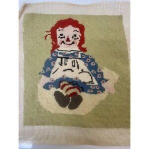 Needlepoint Unframed Raggedy Ann Complete Ready to Frame